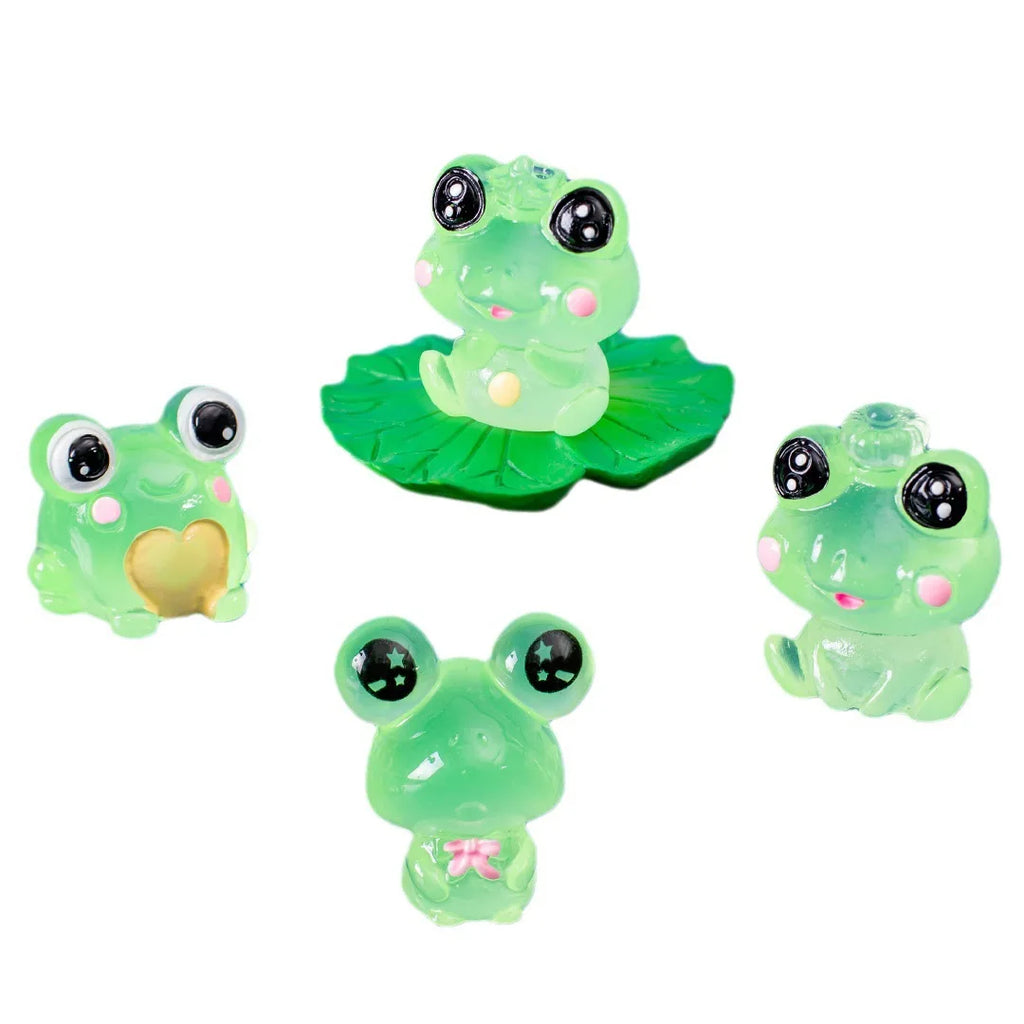 6/12/18/24 Pcs Luminous Mini Frog Figurines Glow In Dark Resin Frogs Moss Terrarium Dollhouse DIY Craft Decor Accessories Qme