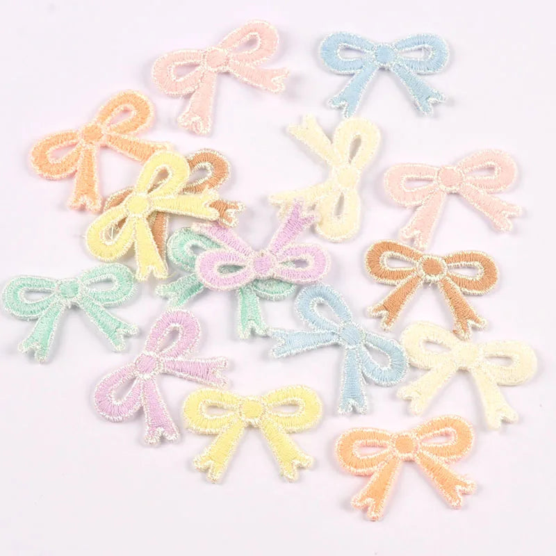 20pcs 2.6x3.6cm mixed colors Knitted bow cloth patch For Clothing Headwear Bags Decoration Sewing Accessories Patch cp4232 Qme