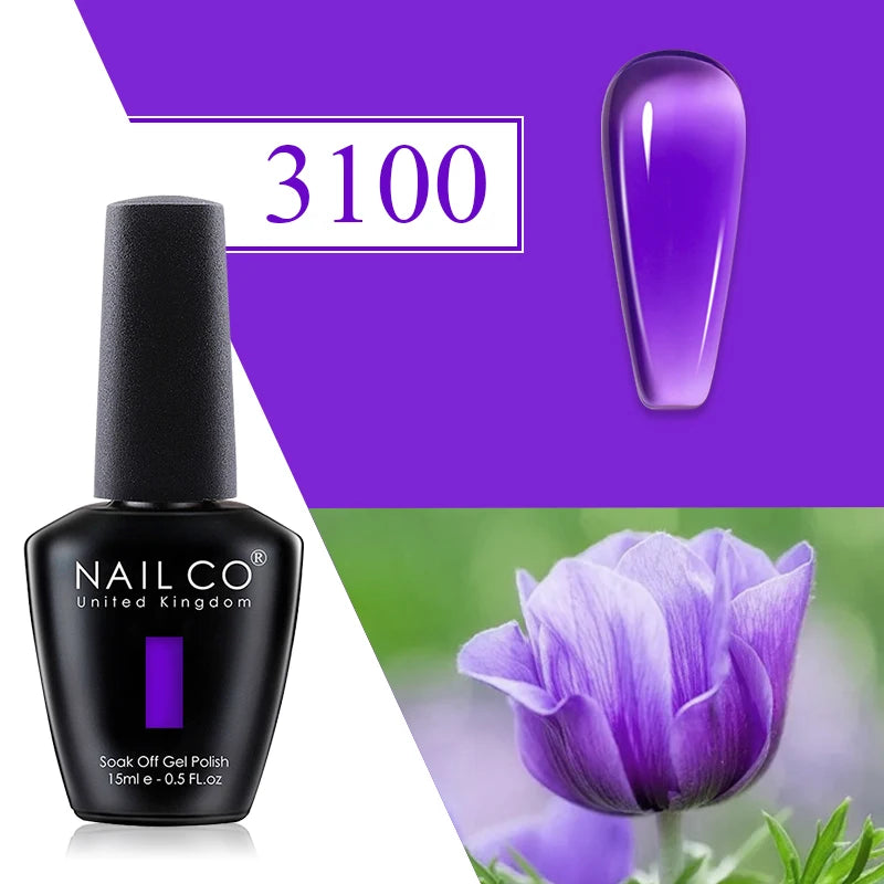 NAILCO Red Gel Nail Polish Wine Purple Semi Permanent Soak Off UV