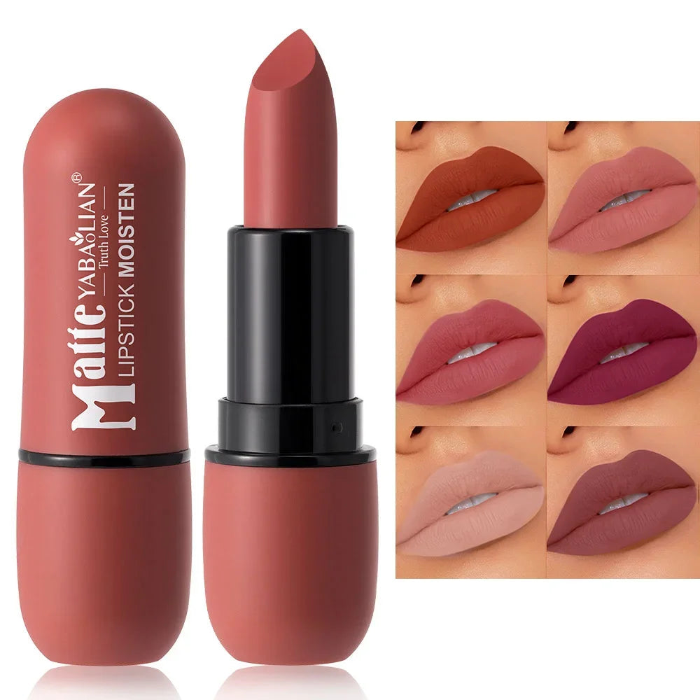 6-Color Matte Lipstick Velvet Lip Smooth Waterproof Long-lasting Qme
