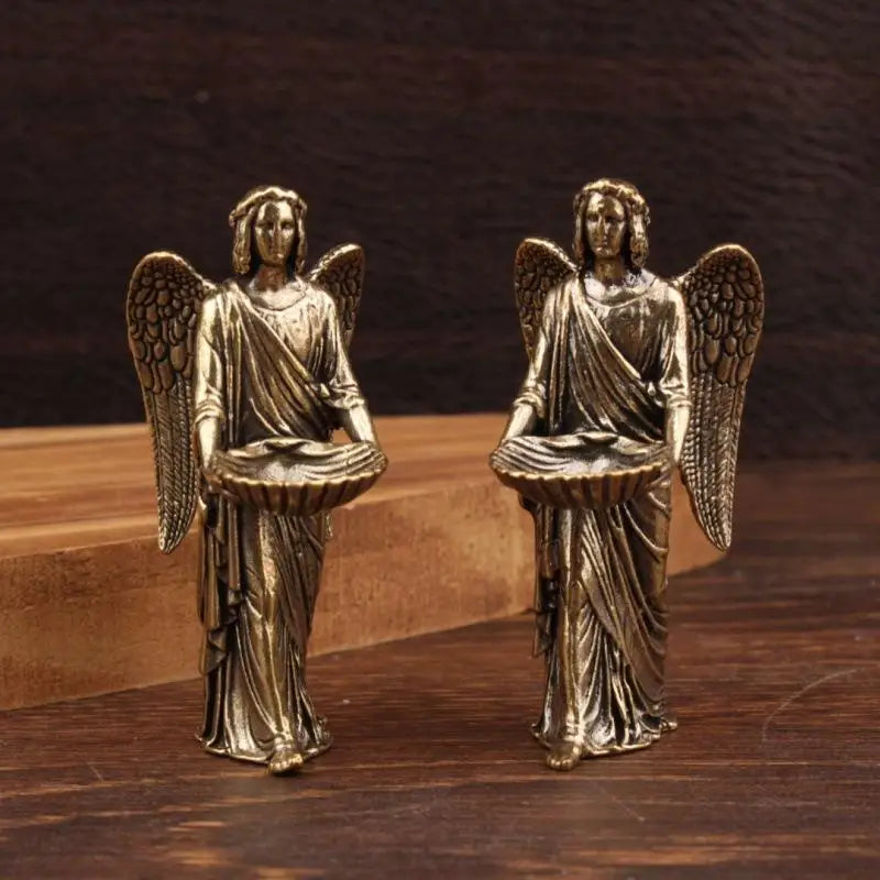 Brass Angel Statue Figurines Creative Crafts Small Bronze Ornaments Qme
