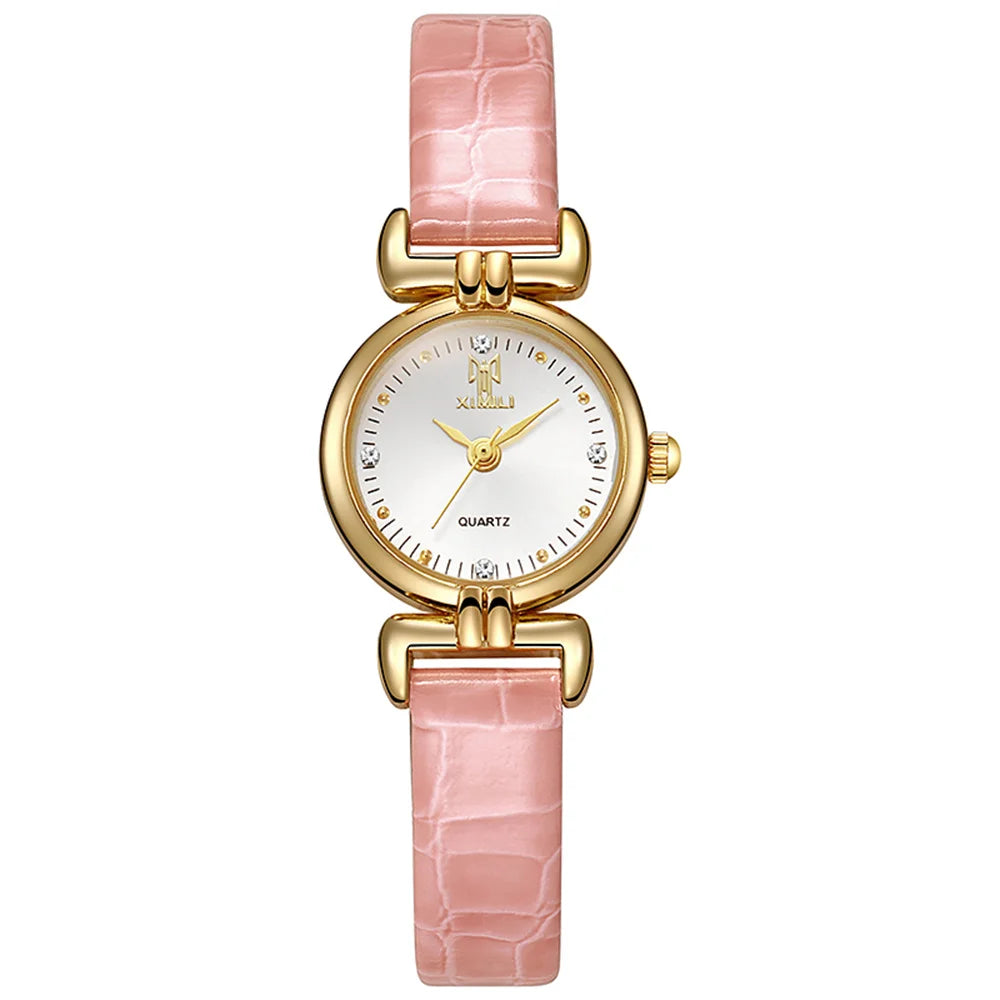 Women's Watch Roman Needle Scale Watch Women's Design Fashion Round Watch Quartz Retro Quartz Watch Qme Pink