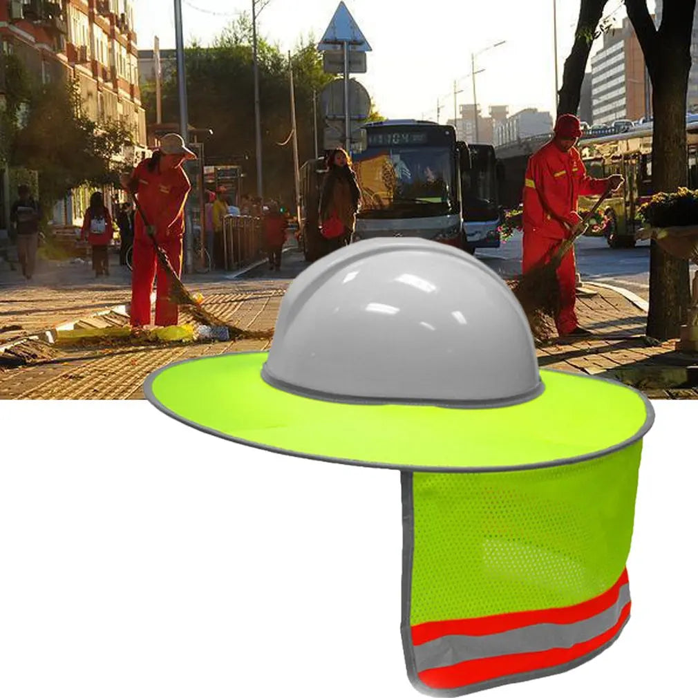 2PCS Sunshade Outdoor Construction Safety Hard Hat Sun Shade Neck Shield Reflective Stripe Protective Helmets Shield Qme