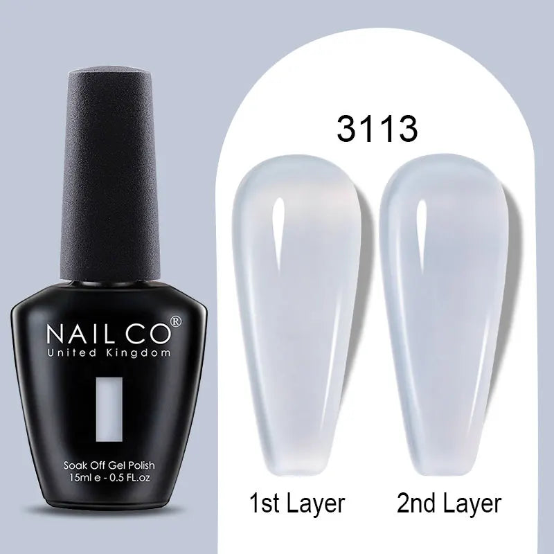 NAILCO Rubber Base Gel Polish Milky Pink Jelly White Beige 6Colors