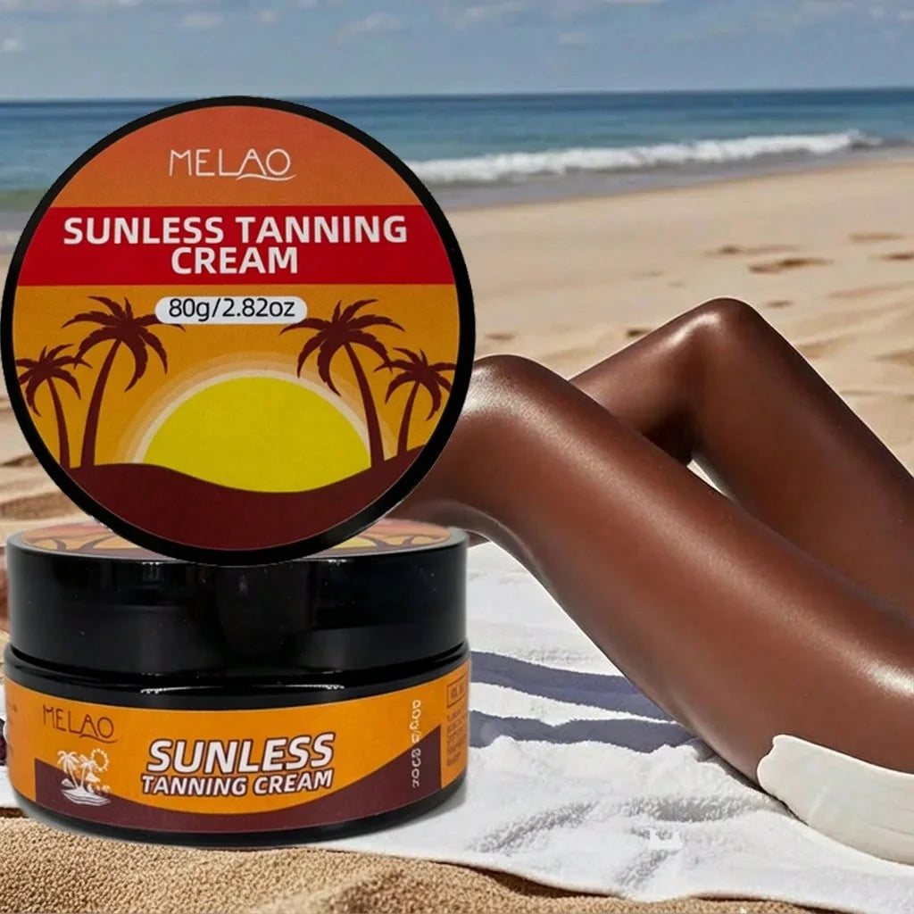 MELAO True Color Sunless Tanning Cream - Natural Looking Tan, No Damage to Skin, Streak-Free Self Tanner for Face & Body Qme