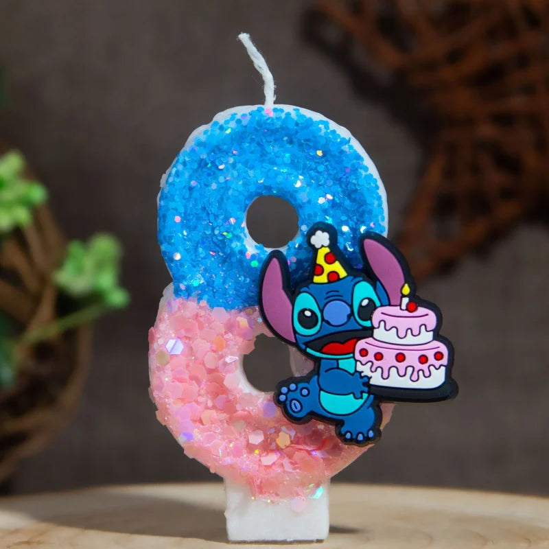 Prince Stitch Digital Candles New Ultra-Glittery Design Birthday Cake Decorations with Festive Candles Qme