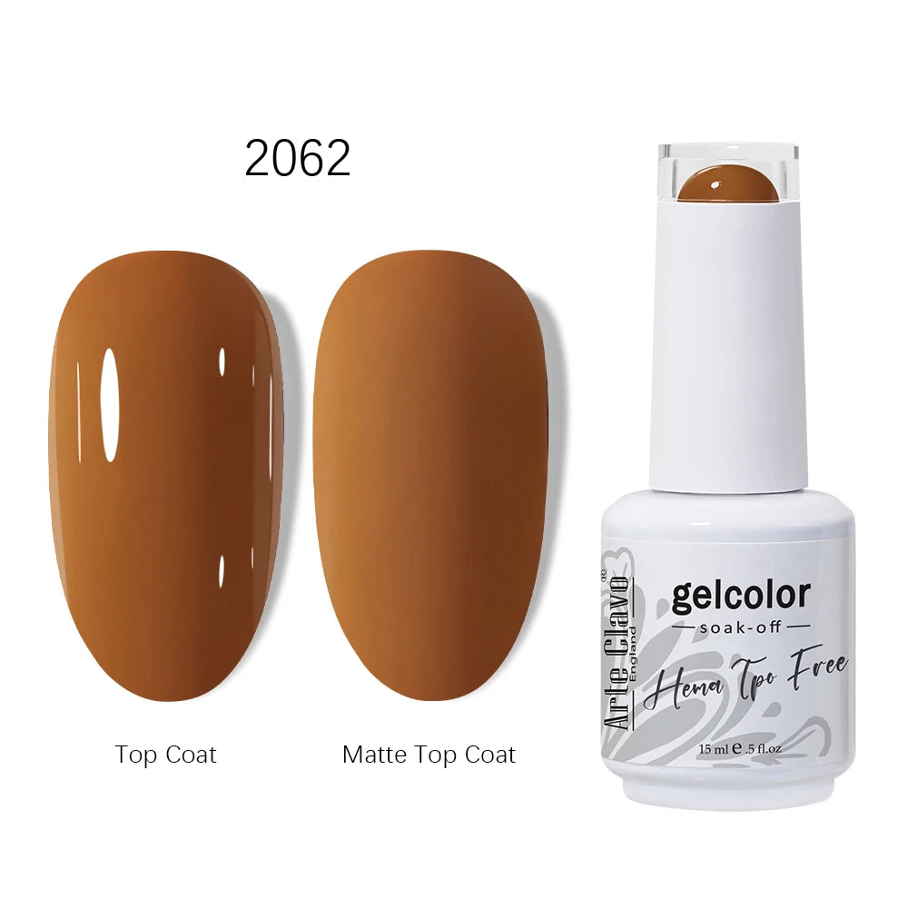 Arte Clavo HEMA TPO Coffee Brown Gel Nail Polish Winter Semipermanent Qme 2062