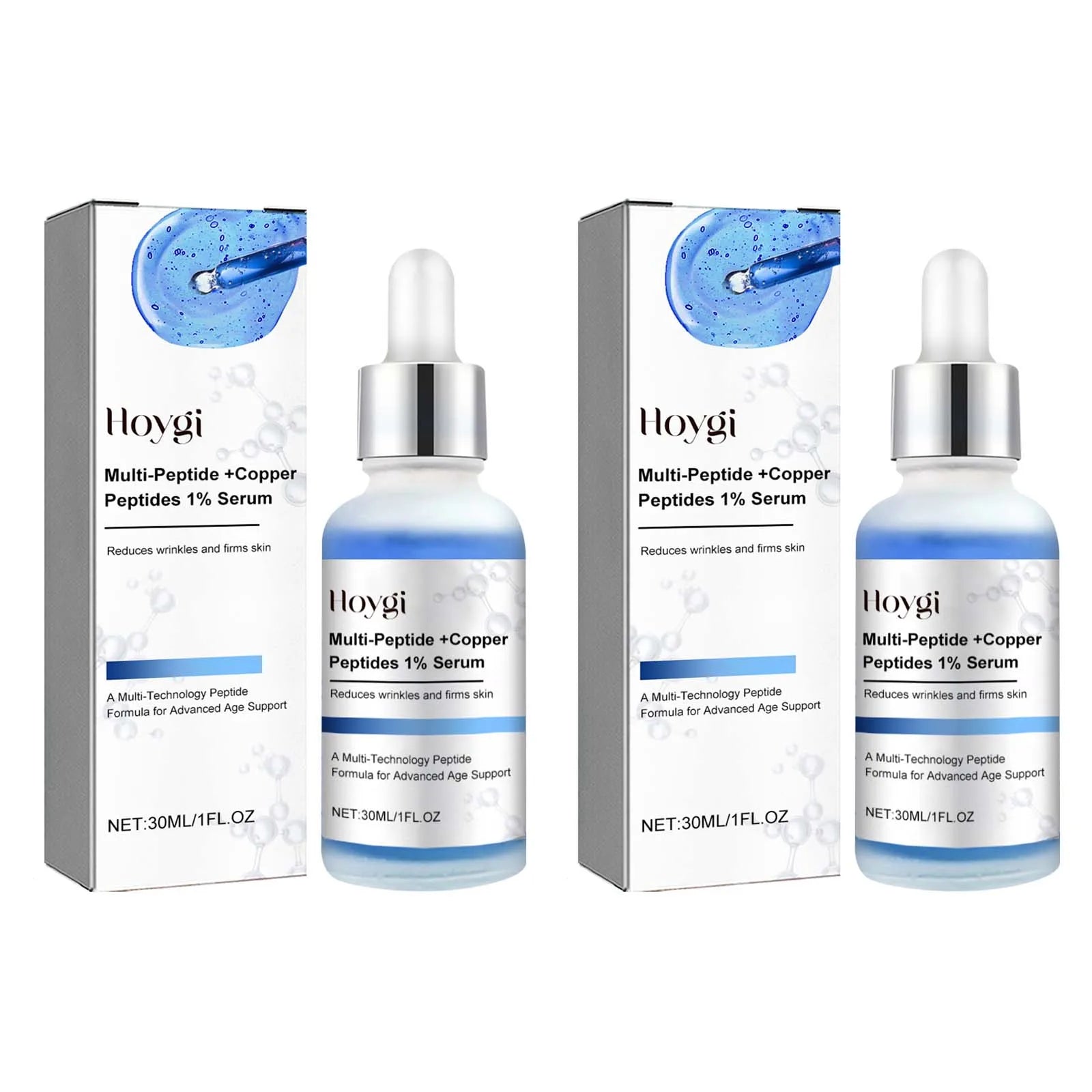 Blue Copper Peptide Serum Firming Fade Fine Lines Shrink Pores Skin Care Rejuvenation Smooth Brightening Spot Moisturizing Serum Qme 2 x 30ML Boxed