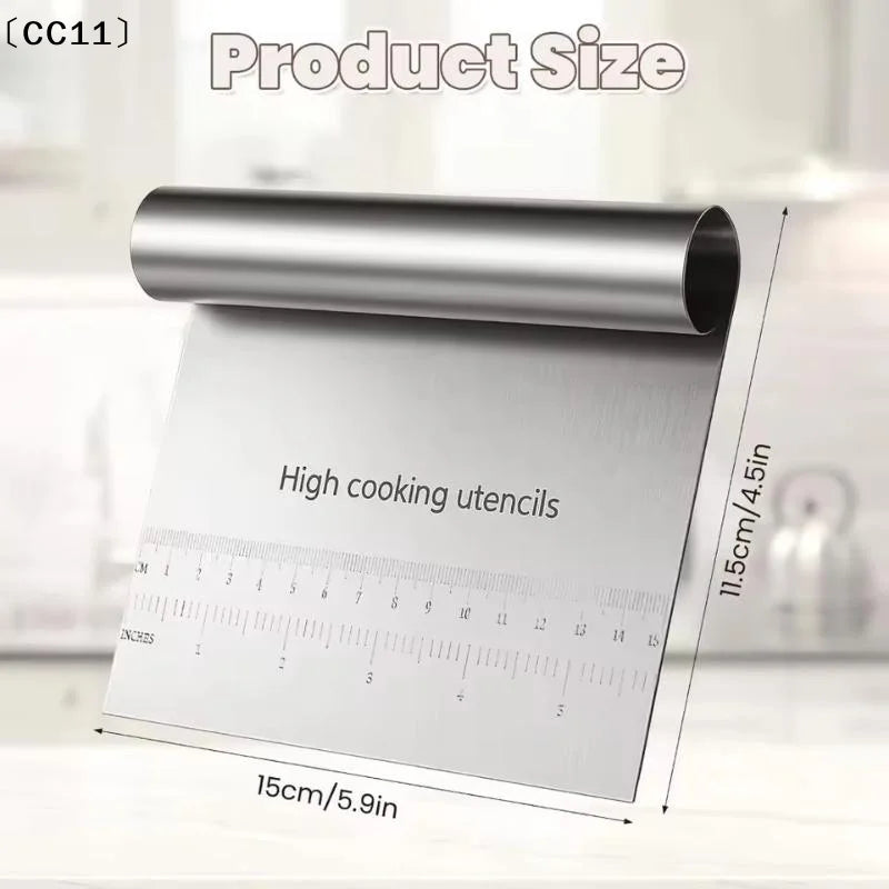 Stainless Steel Dough Pastry Scraper Pizza Cutter Chopper Measuring Qme