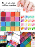 16-grid Nail Polish Powder Pigment Gradient Create Blush Effect Qme 01
