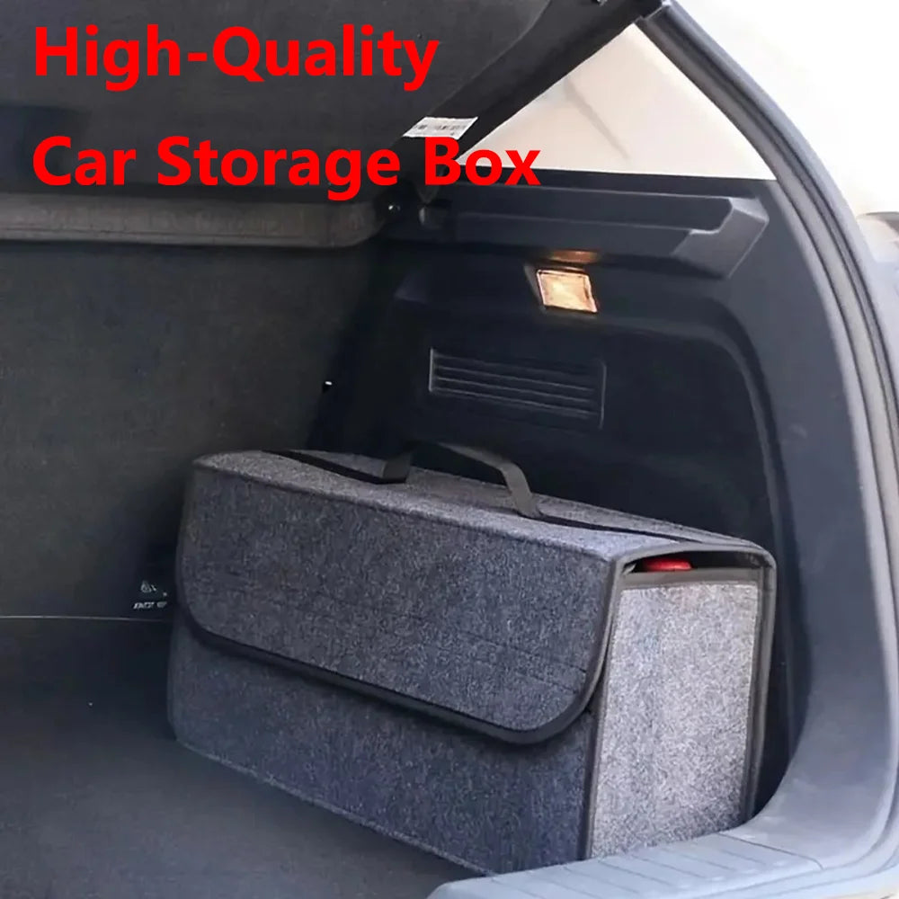 Felt & Non-Woven Foldable Car Trunk Storage Bag Multi-Functional Vehicle Cargo Organizer Collapsible Rear Bin for Auto Qme