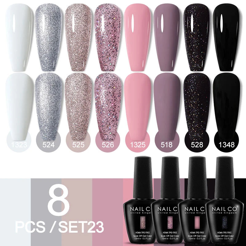 NAILCO Sparkly Rose Red Purple Gel Nail Polish Art Vernis Nails Qme NC-ZB-8H-ZH23