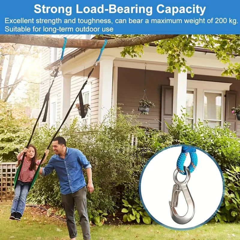 Nylon Swing Strap Wear Resistant Hanging Rope 60 90 150cm with Stainless Steel Hook for Tree Swing Hammock Patio Chair Outdoor Qme