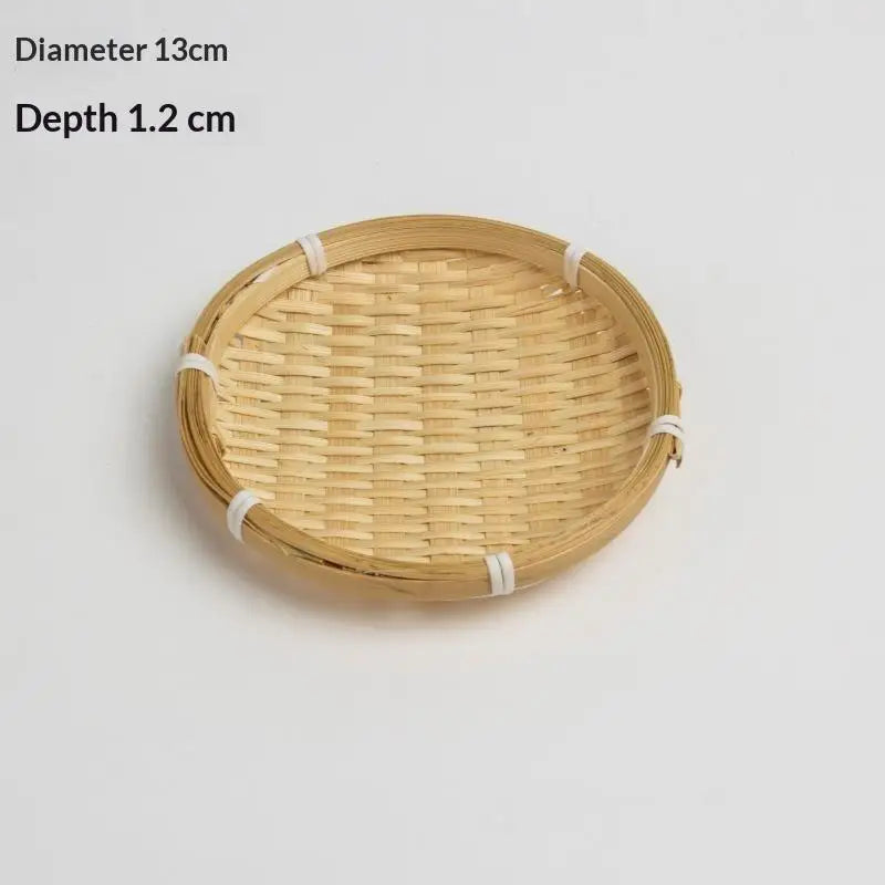 Handwoven Natural Bamboo Tray Sturdy Eco Friendly For Storage Serving Home Decor Qme A1