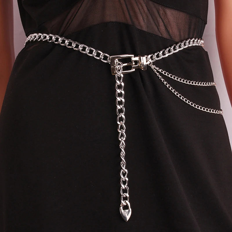 Multi Layer Metal Chain Belts Women Waistbands Long Tassel Waist Qme