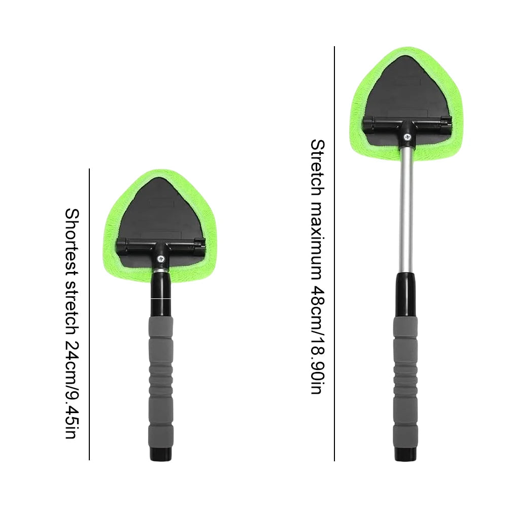 Car Glass Cleaner Windshield Cleaning Tool with 2 Microfiber Pads Windshield Washer Brush Extendable Handle for Car & Home Use Qme