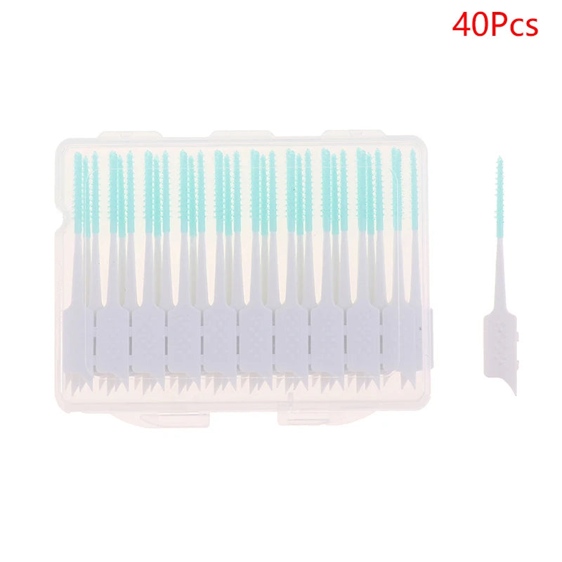 20 Between Teeth Oral Care Toothpick Interdental Brush Cleaning Qme Green 40Pcs