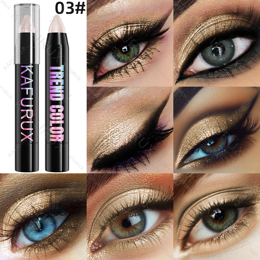 Metallic Glitter Eyeshadow Pencil Waterproof Pearlescent Nude Eye Qme 03