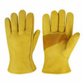 1PCS Golden Full Cowhide Gloves Cold Proof Warm Thickened Cotton Insulated Wear-Resistant Anti-Slip for Cold Storage Qme Yellow XL