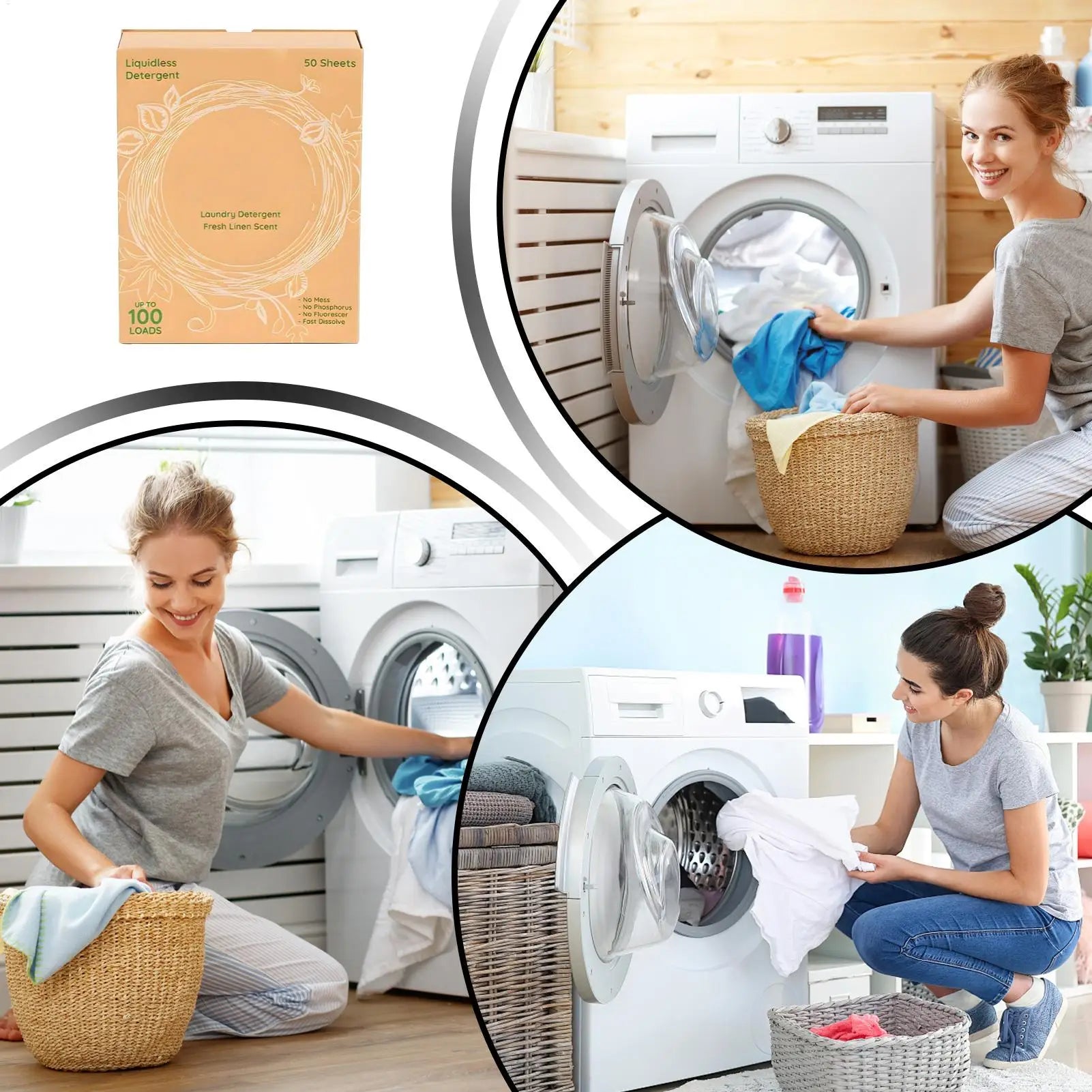 Ultra-concentrated laundry tablets (50 tablets) quickly dissolve, hypoallergenic, septic tank safe, and travel friendly Qme