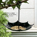 Heavy Duty Iron Hanging Bird Feeder Container Outdoor Large Tray Qme one size Black