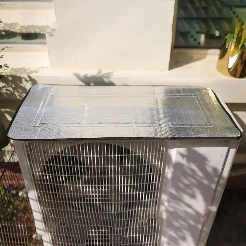 Outdoor Air Conditioner Cover Rainproof Sun Resistant Aluminum Foil Dust Cover With Elastic Band Lifting Loop Qme A5