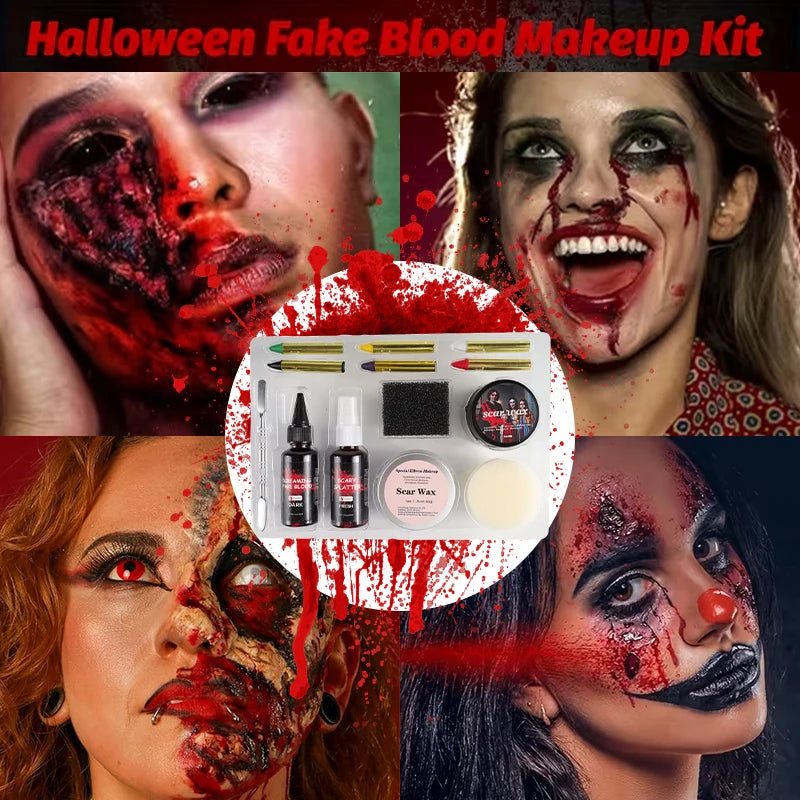 Halloween SFX Makeup Scar Wax Fake Blood Spray Face Paint Sticks Qme