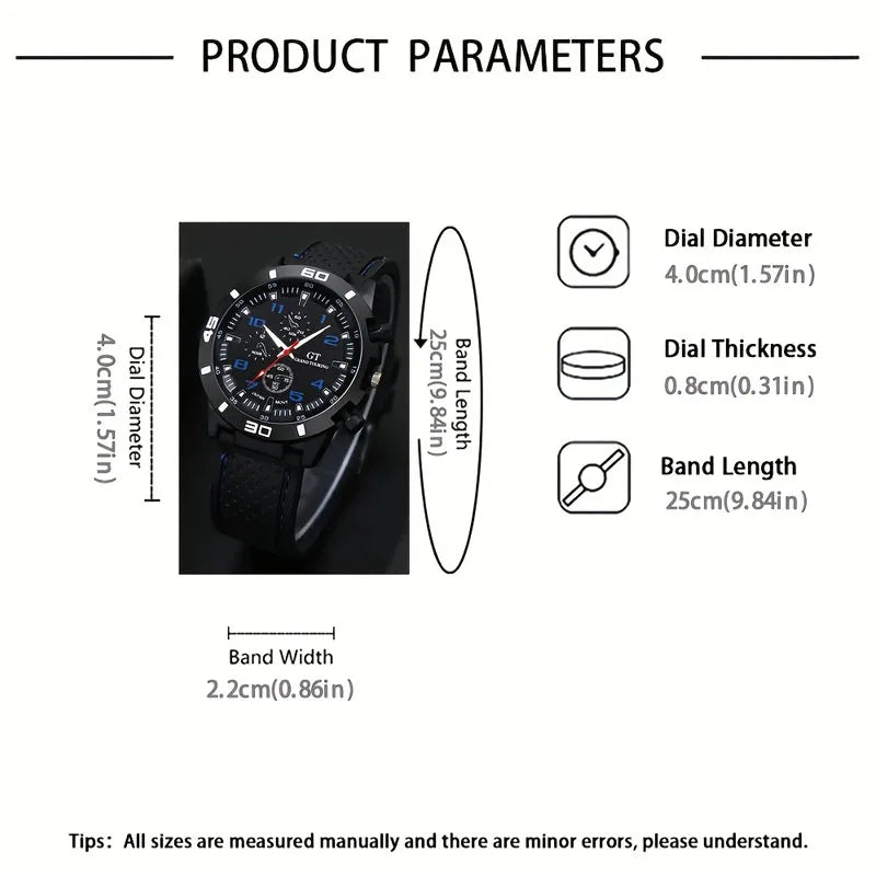 5 pieces of men's quartz watch set, perfect as a Christmas gift Qme