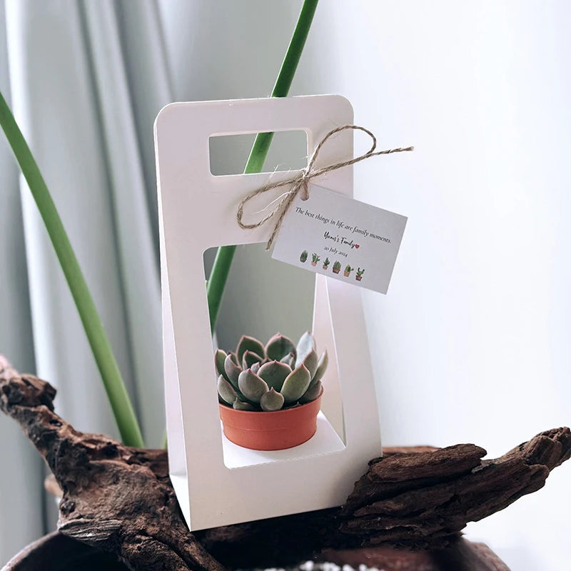 Water Proof Kraft Paper Portable Flower Basket Bouquet Handle Carton Qme