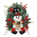 Snowman Christmas Wreath Artificial Front Door Garland Red Berries Pine Branches Hanging Decorations for Home Wall Window Qme black One Size