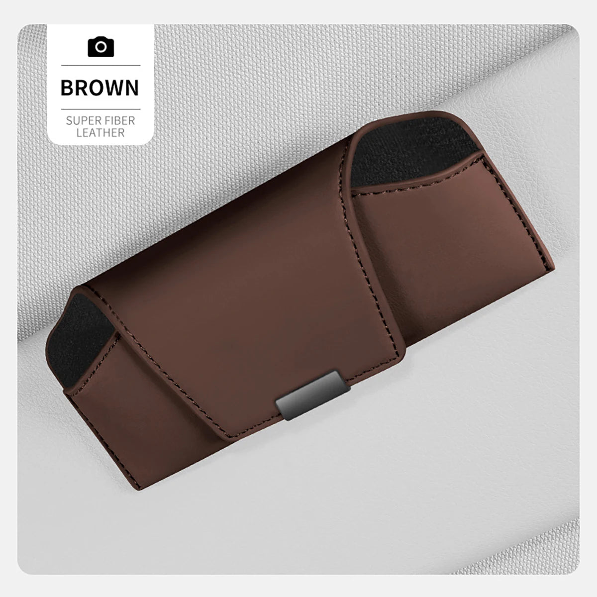 Car Glasses Case Sun Visor Storage Magnetic Sunglasses Supplies Qme Brown