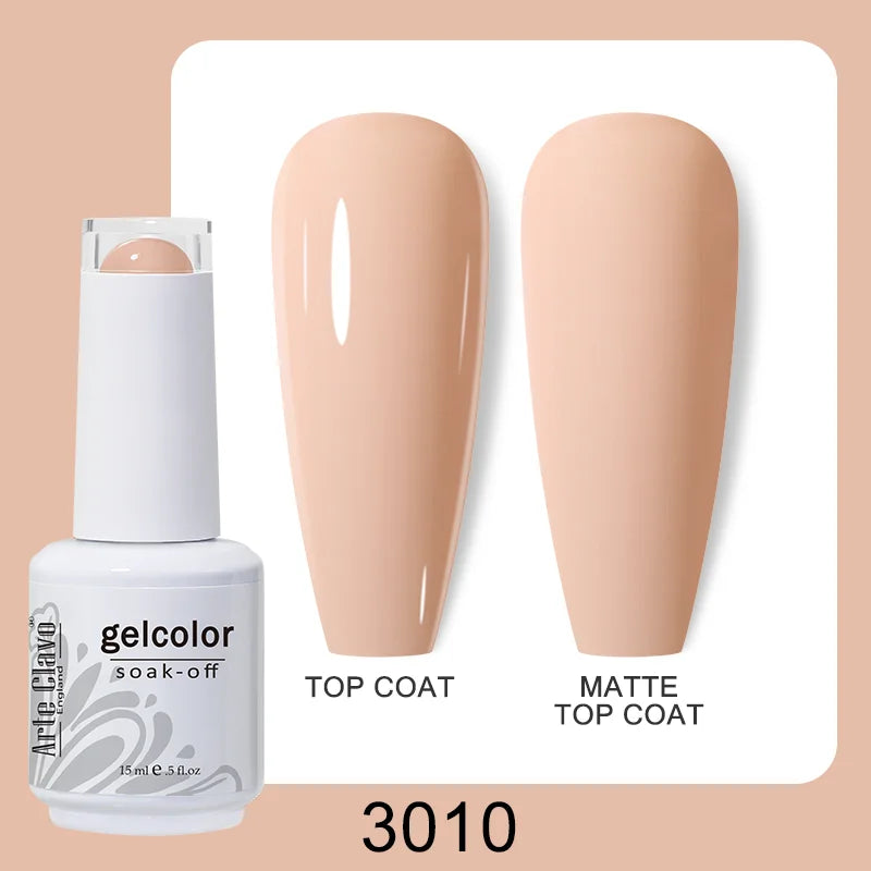 Arte Clavo Gel Nail Polish Matte Semipermanent Varnish UV Glitter Qme 3010