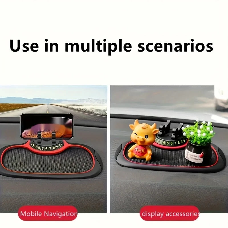 1pc 360° Rotating Swan-Shaped Car Anti-Slip Pad with Phone Holder, Dashboard Navigation Mounting Mat Qme