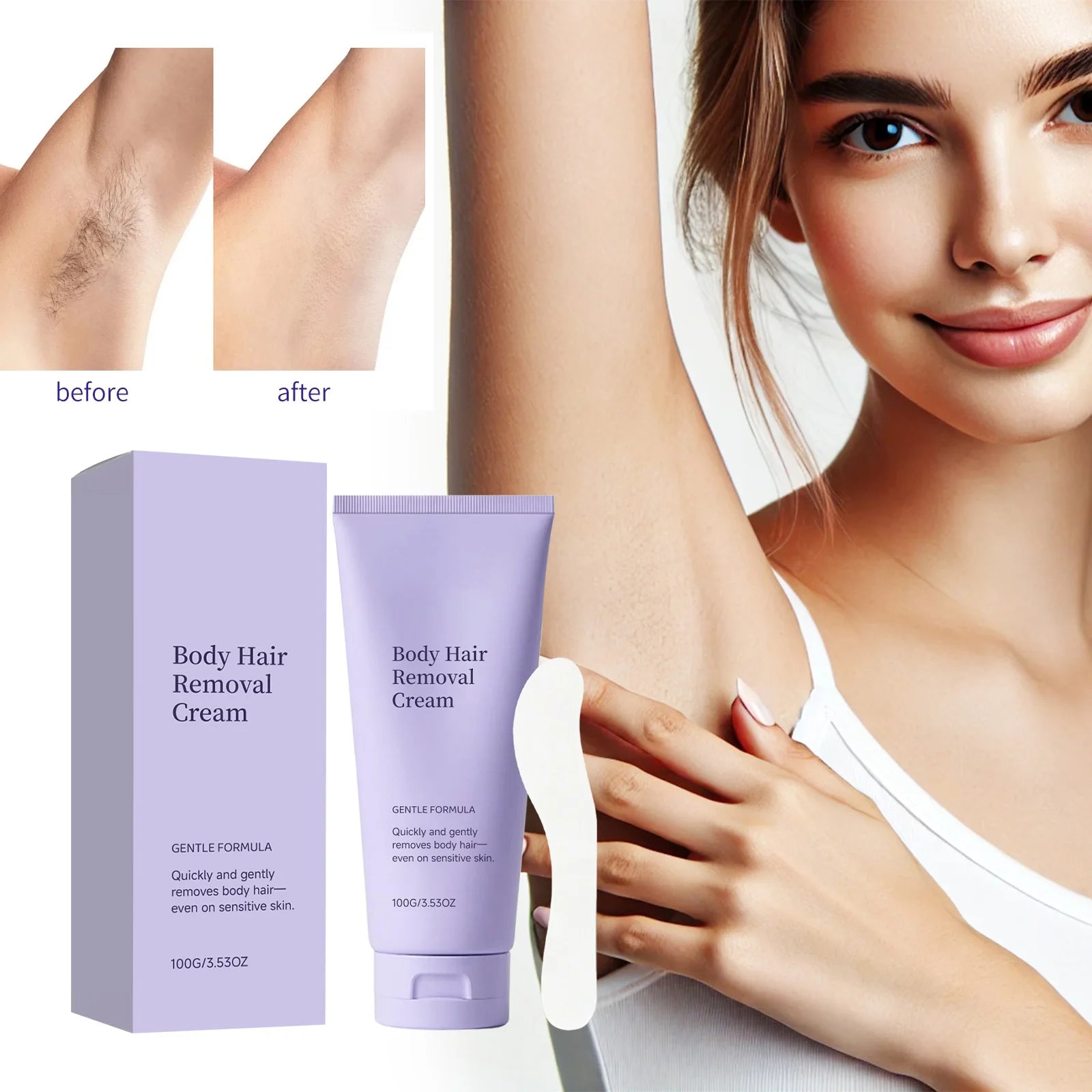 Body Hair Removal Cream Painless Depilatory Cream Moisturizing Smooth Skin for Legs Arms Underarms Stomach and Bikini Line Qme