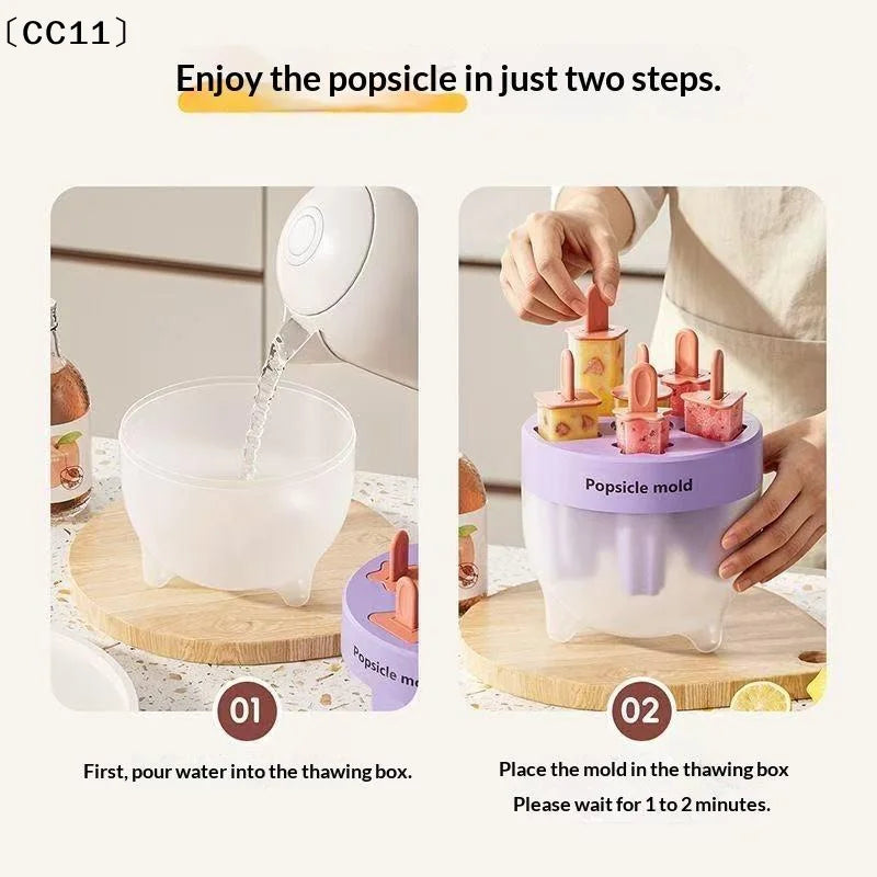 Food Grade Popsicle Mold 6 Cavities Easy Release Homemade Summer Ice Qme
