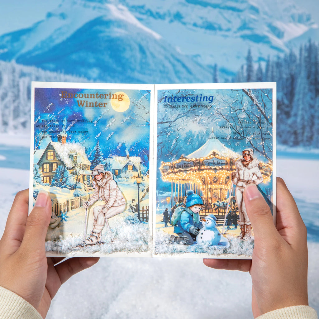 20 Sheets Winter Snowy Fairyland Theme Sticker Book for DIY Scrapbooking Collage Guitar Phone Case Notebook Decoration Qme
