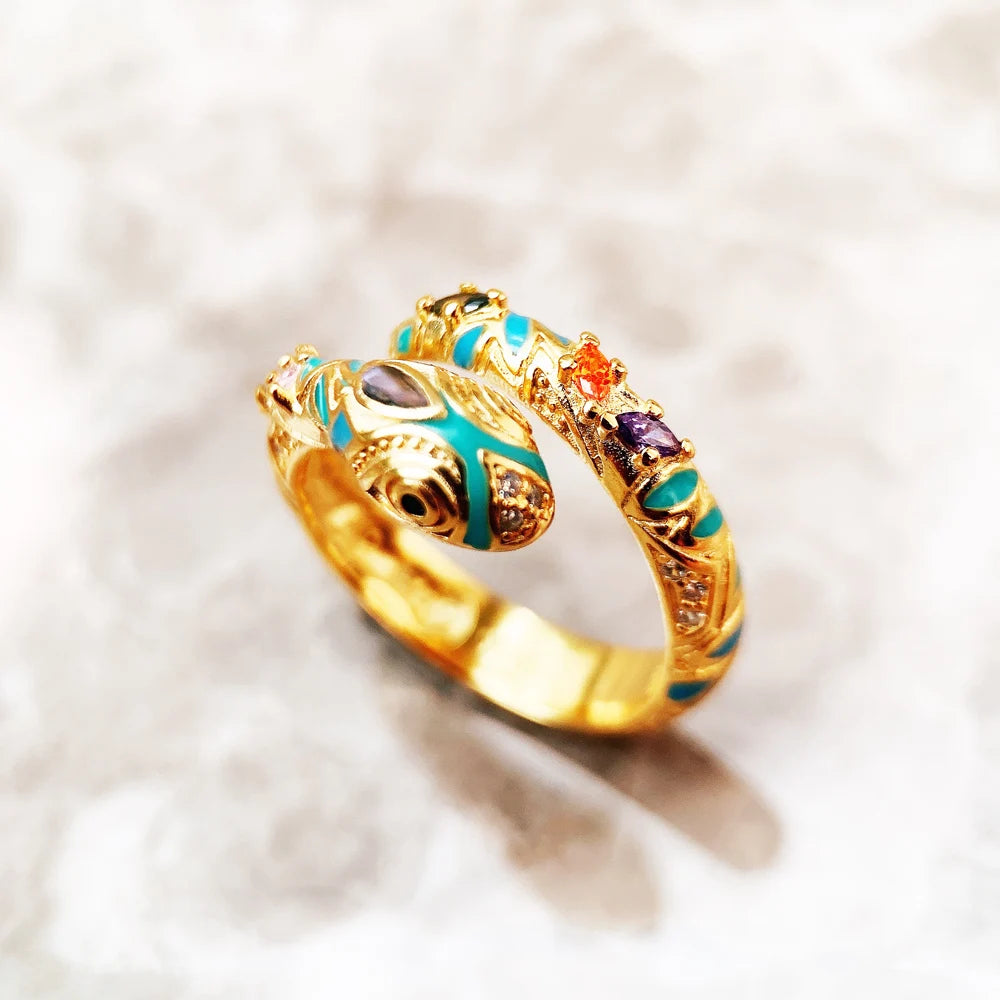 Golden Magical Snake Ring Europe Fashion Classic Jewerly For Women Gift In 925 Sterling Silver Qme