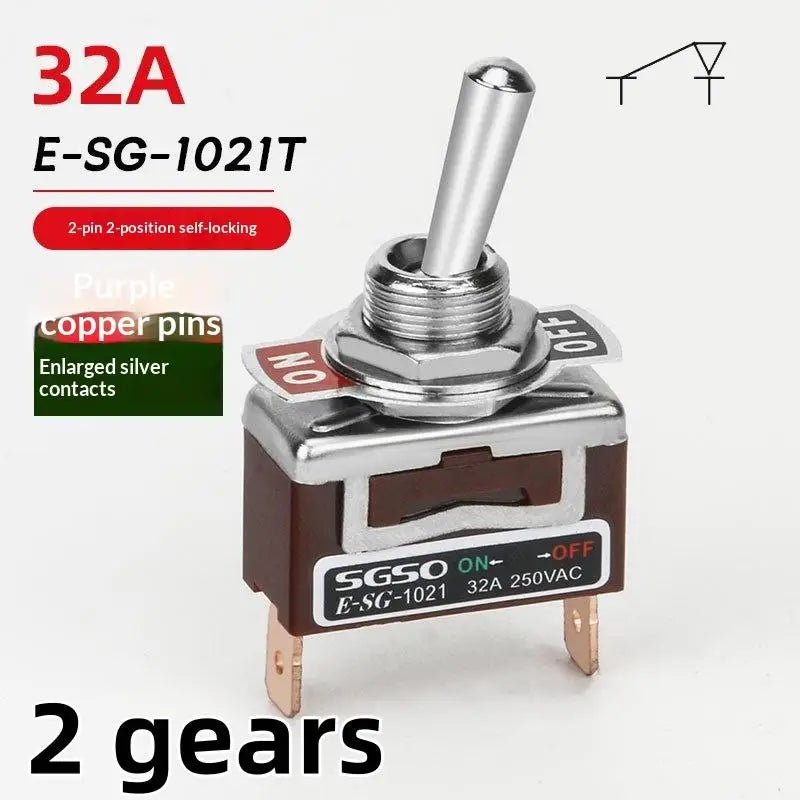 1Pcs Power Switch 2/3/4/6Pin E-SG Toggle Switch 32A 250VAC Rocker Switch With Brass Screw Foot Pin Qme 1021T 2Pin