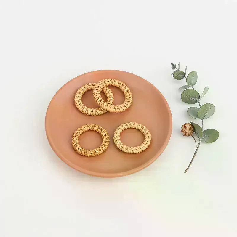 Bohemian Woven Napkin Rings Natural Rattan Rustic Home Wedding Dining Qme