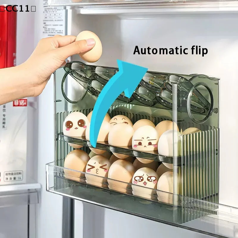 Kitchen Large Capacity Egg Fridge Storage Box Portable Multi-layer Qme
