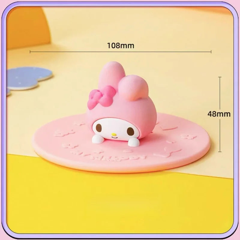 Hello Kitty Kuromi 3D Silicone Cup Lid Universal Round Cute Qme