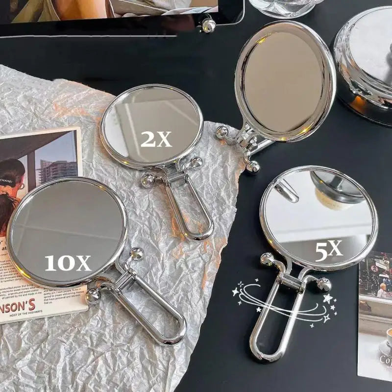 360 Rotation Handheld Mirror Table Standing Makeup Tool 2x 5x 10x Qme
