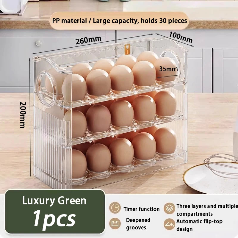 Kitchen Large Capacity Egg Fridge Storage Box Portable Multi-layer Qme B