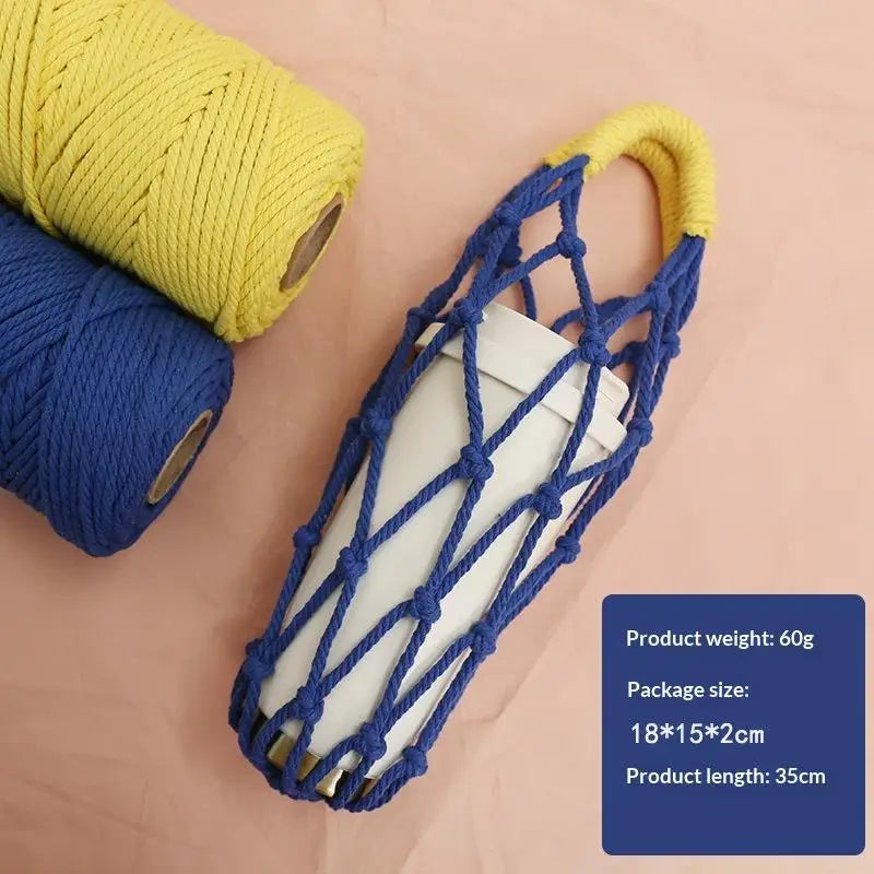 Handmade Macrame Water Bottle Sling Multicolor Cotton Rope Net Bag Qme A6