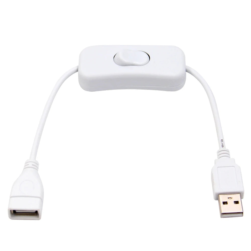 10PCS 28cm USB Cable Extension Cord With Switch ON/OFF Cable Adapter USB Male-to-master Data Cable Power Supply For USB Lamp Fan Qme White 10PCS