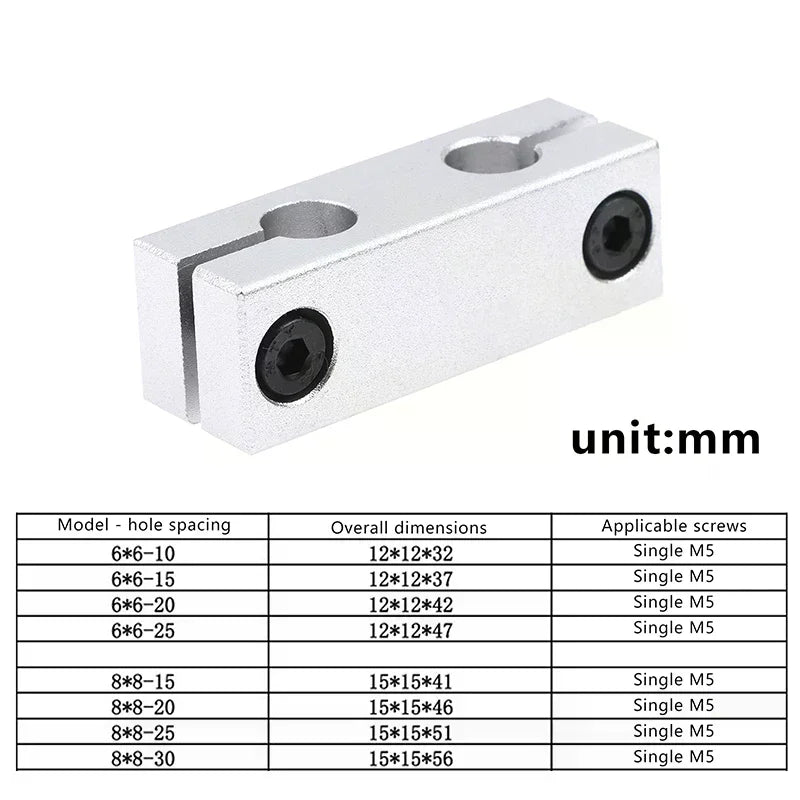 6MM 8MM Pillar Parallel Clamp With The Same Diameter Optical Axis Fixing Steel Pipe Round Frame Connector Qme