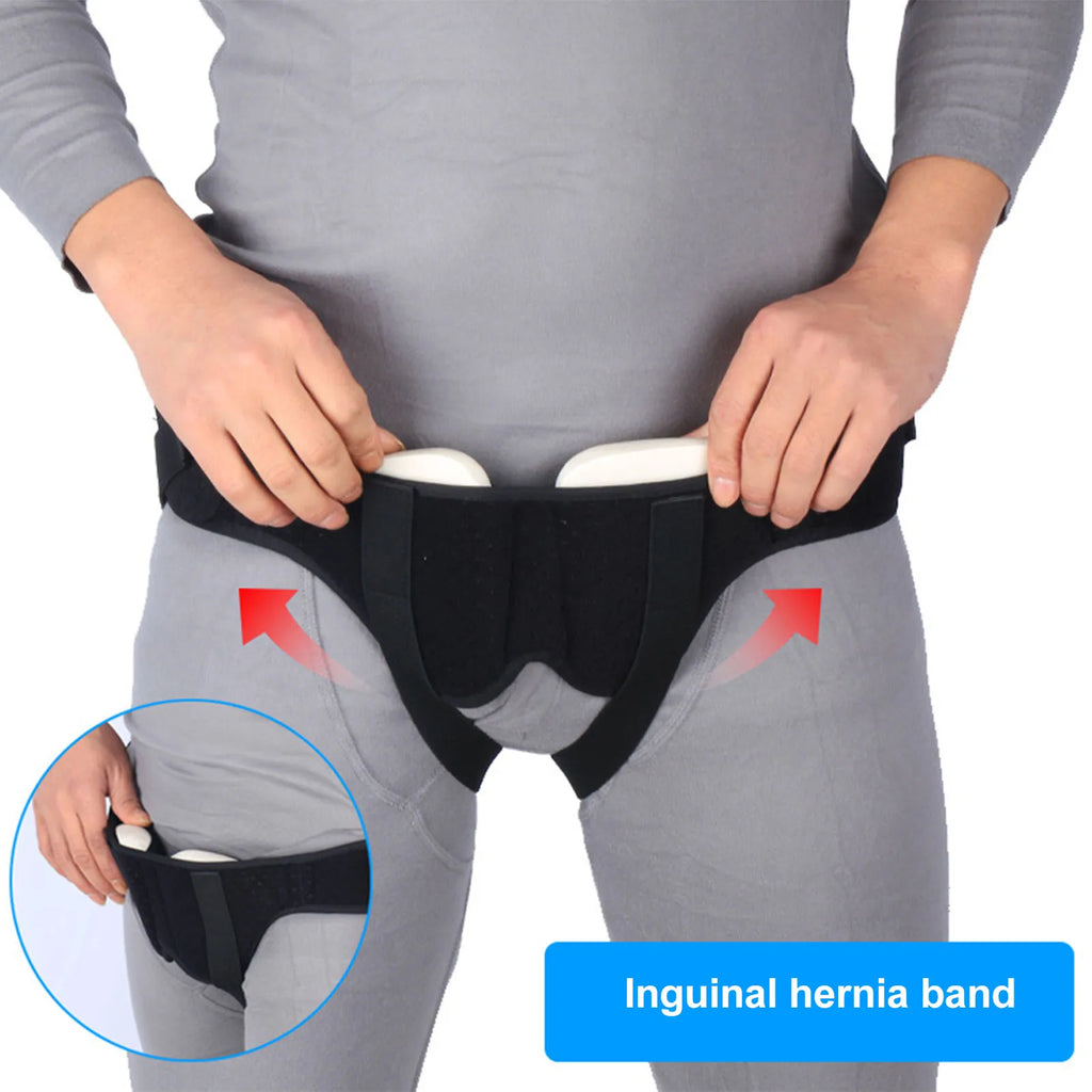 Men Inguinal Hernia Band Easy To Adjust Good Support PU Foam Pad Black Intestinal Hernia Fixing Belt Breathable for Body Care Qme