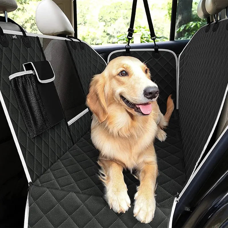 Dog car seat cover with mesh window and storage bag, durable and scratch resistant car hammock, suitable for cars/trucks/SUVs Qme