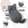 Cute Cartoon Cat Plush Pen Bag Funny Student Animal Pencil Cases Qme A3 Gray