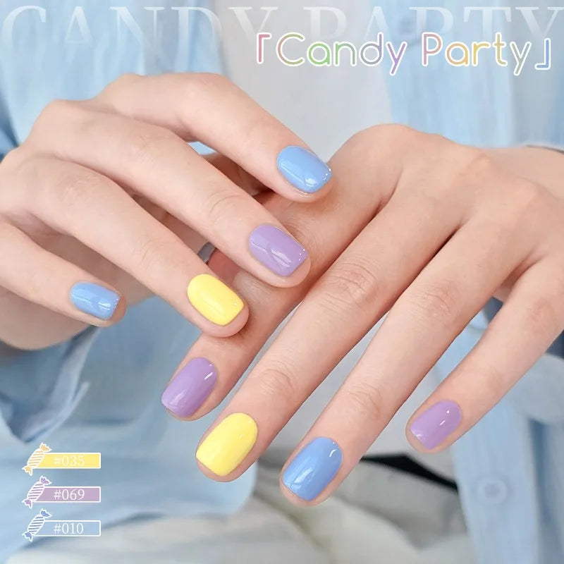 Candy Color Gel Nail Polish Set, 6 Colors High Saturation Macaron Solid Nail Gel, Pastel Purple Peach Pink Salon Quality Varnish Qme